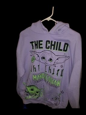 Star Wars Lavender Hoodie with Glow In The Dark Neon Green Grogu Graphics